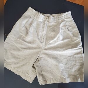 Linen Blend Tailored Shorts Tan Beige Size 10 Liz Claiborne LizSport Summer Reso